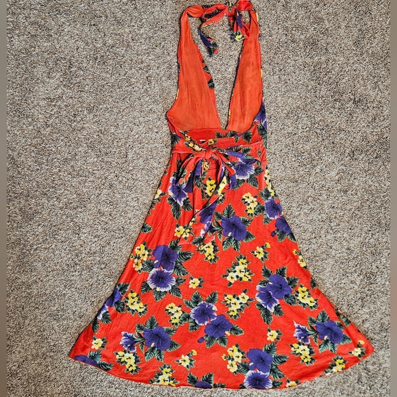 2000s Free People Brightly Colored Floral Coctail Dress - Picture 7 of 12